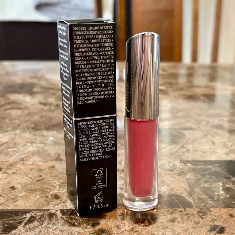 💎 Armani Beauty Prisma Glass Hydrating Lip Gloss Squalane Berry Beam Full-Size